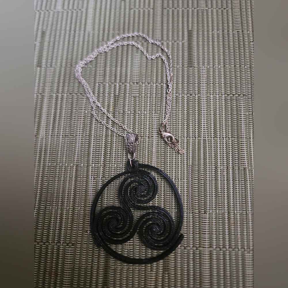 Black Celtic Spiral Pendant Necklace